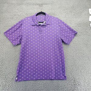 Tattoo Golf Shirt Mens Large Purple Micro Collection Stretch Skull Print